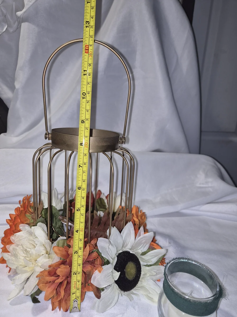 Gold Floral Candle Lantern Centerpiece - Home Accents
